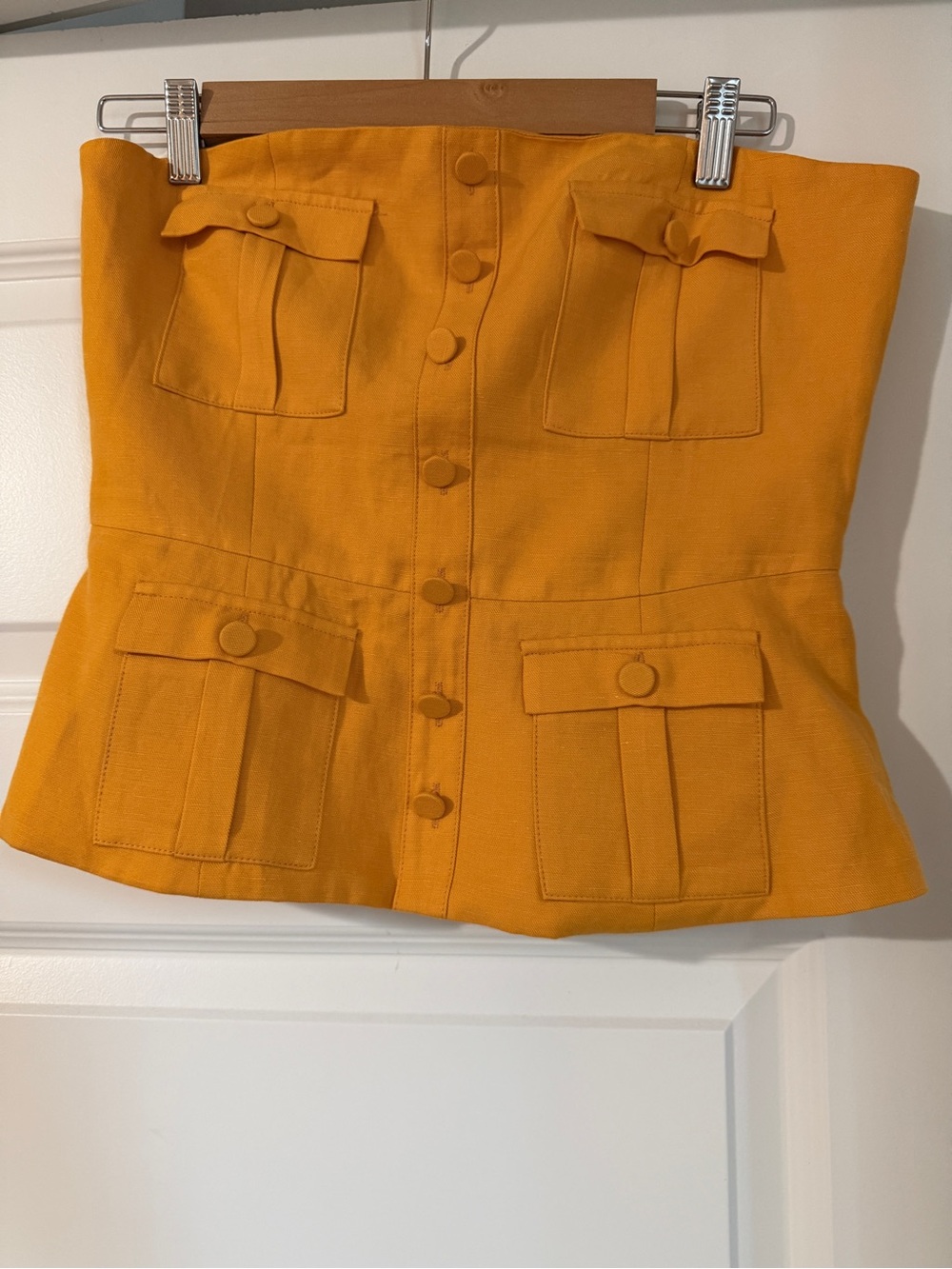 BCBGMaxAzria Golden Yellow Strapless Corset Top